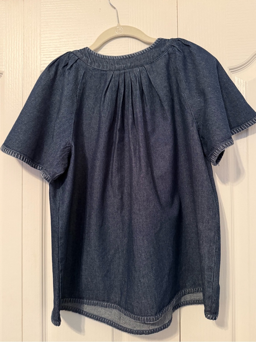 NWT Crown & Ivy Denim Tunic Top Indigo Blue Flowy Sleeve Boho Peasant Size S - Picture 2 of 8